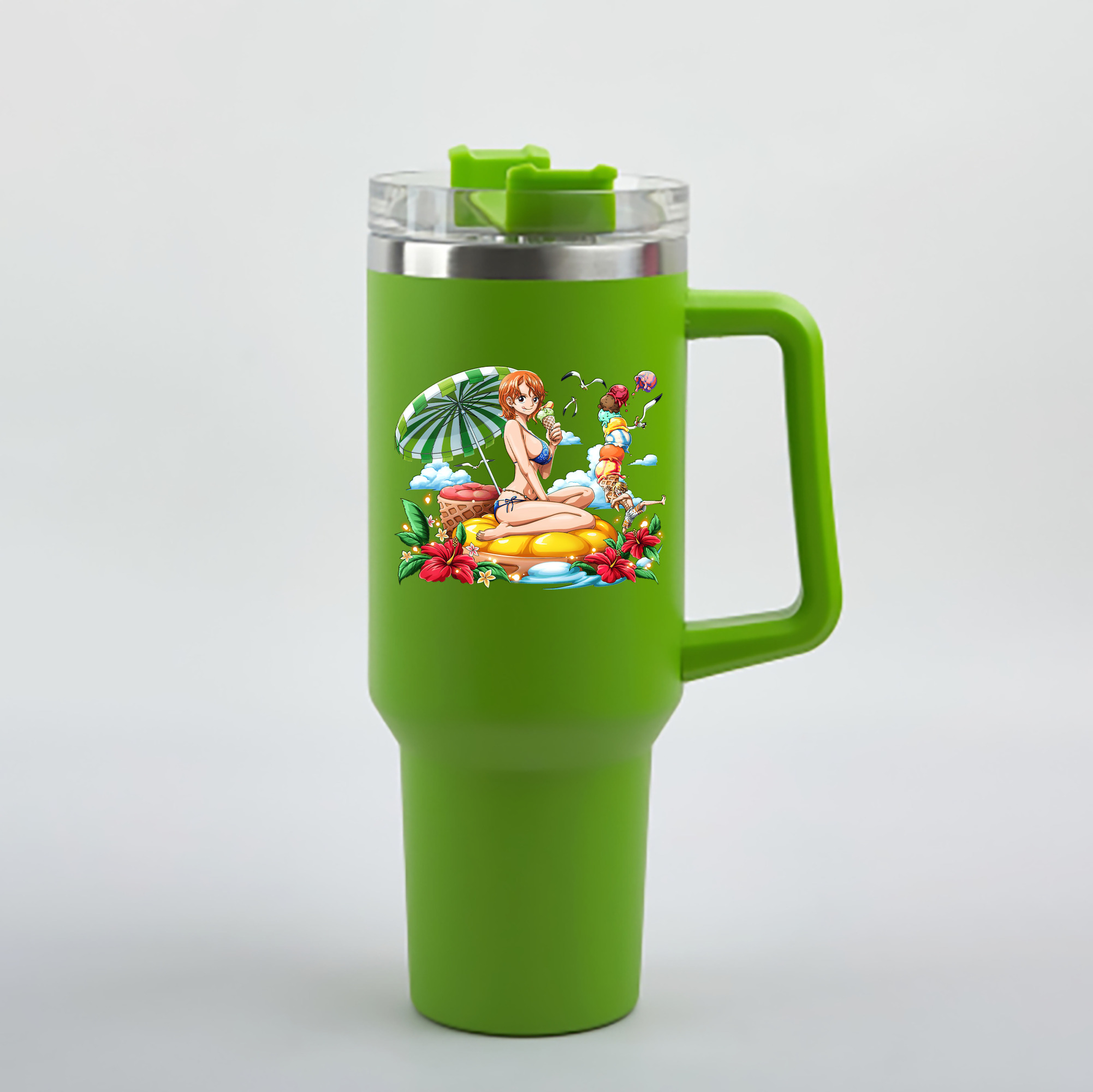 ワンピース ナミ ONE PIECE Nami 1200mL車用タンブラー - クリスタルステッカー（プラスチックストロー付き）